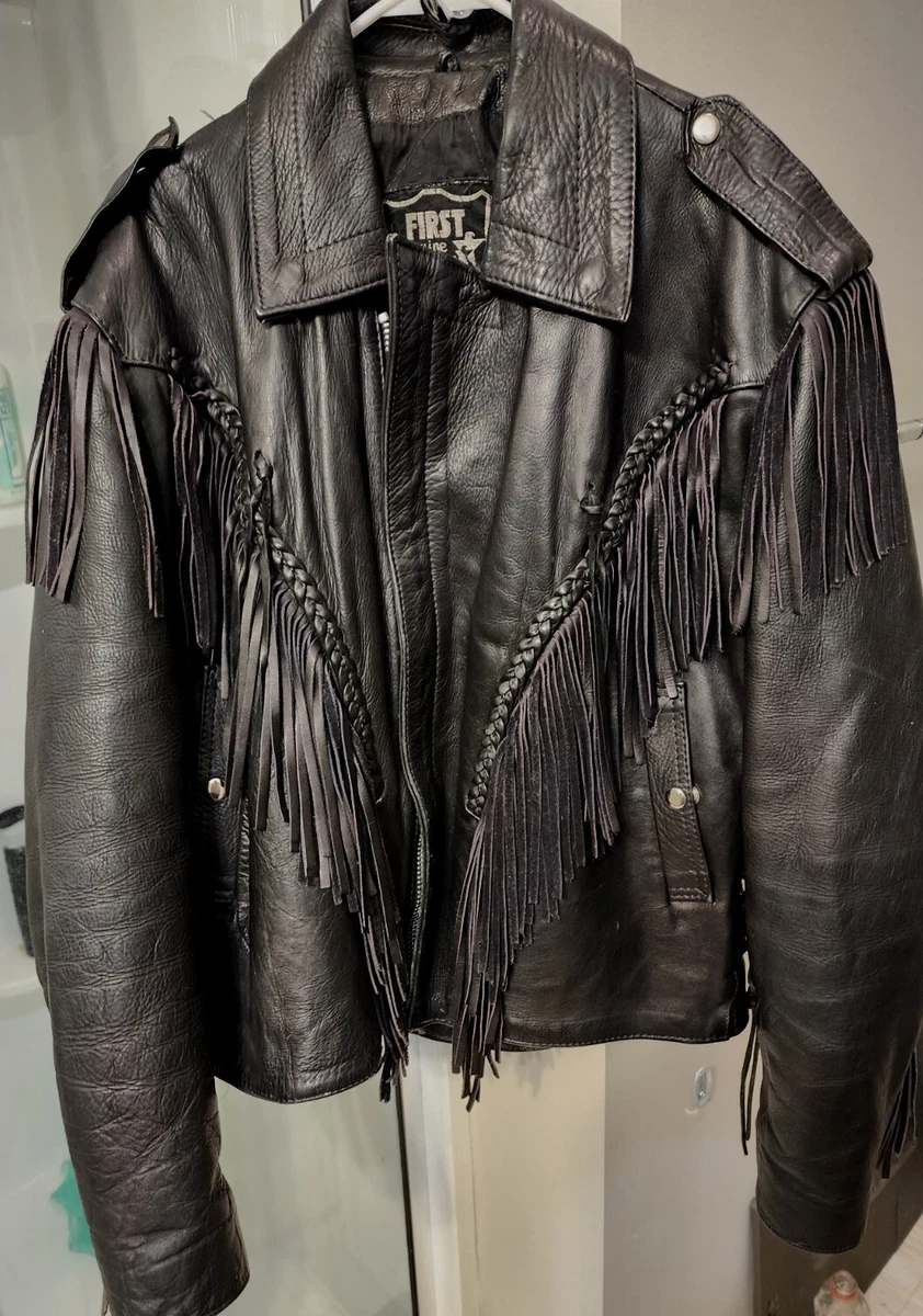 Fringe leather jacket mens clearance