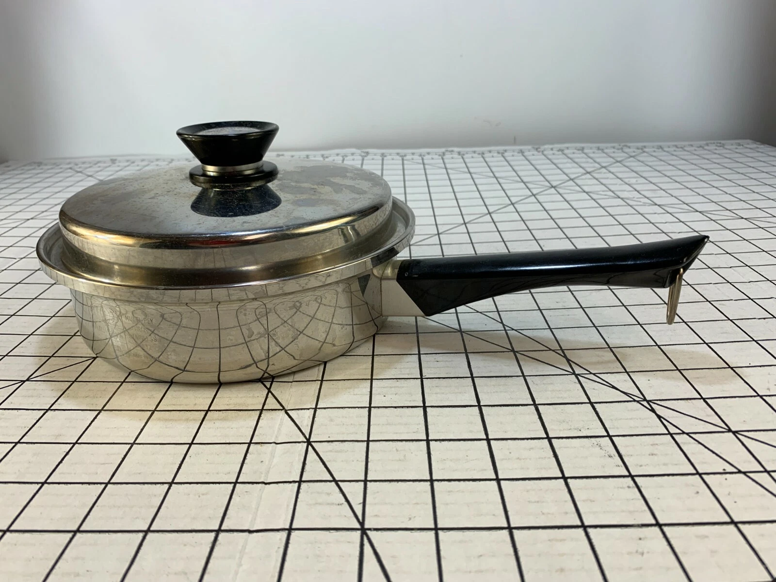 Vintage Mid Century Amway Queen Cooking Stove Top Pot Pan Stainless Steel 60s 70