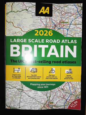 AA ROAD ATLAS BRITAIN 2026 MAP - 3 MILES TO 1 INCH LARGE - FREE TRACKED