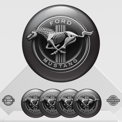 4х MUSTANG Domed Stickers Emblem for Wheel center hub caps Silicone Emblems