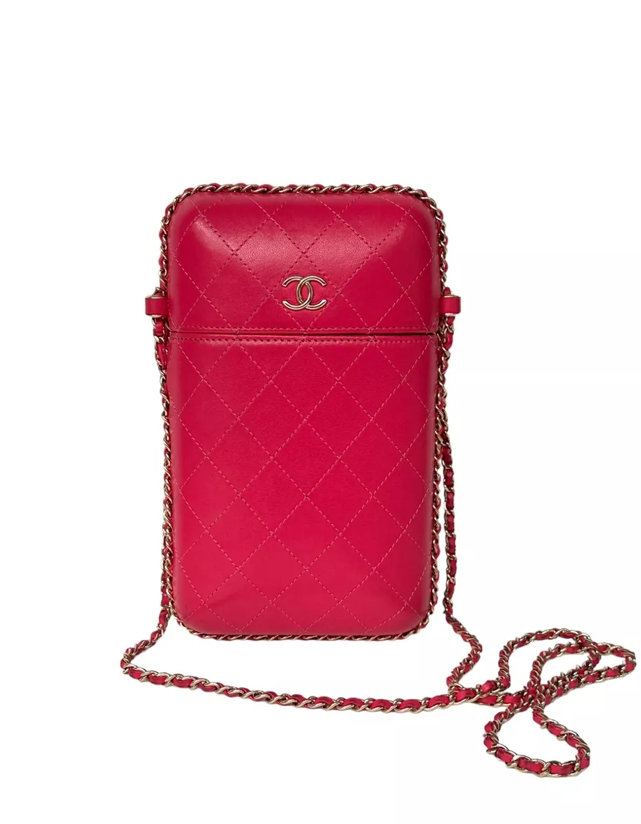 Chanel Quilted Caviar Mini Phone Holder Clutch - '10s