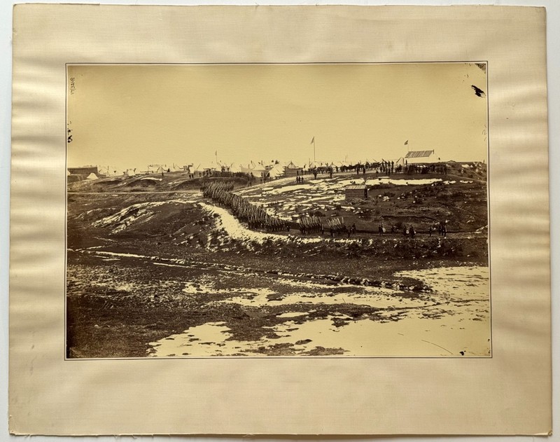 Oversize Mathew Brady 1860s Civil War Albumen Photo Troops Near Washington DC 