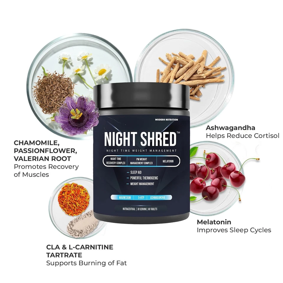 Control de peso nocturno Night Shred para hombres mujeres - 60 pestañas **ENVÍO RÁPIDO Foto 3 de 4