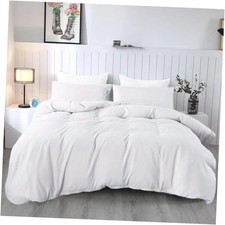 3PCS Duvet Cover Set, 1 Duvet Cover and 2 Pillowcase, Soft Twin White
