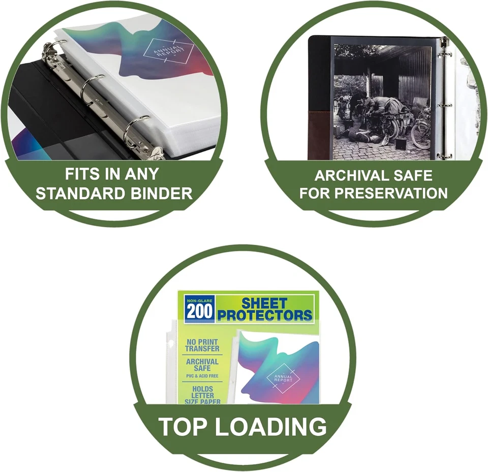 Samsill 200 Heavy Duty Non-Glare Sheet Protectors for 3 Ring Binders - Image 2 of 4