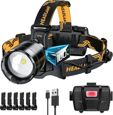 Rechargeable Outdoor Headlamp 4000 Lux, 125° Angle, IP65 Waterproof