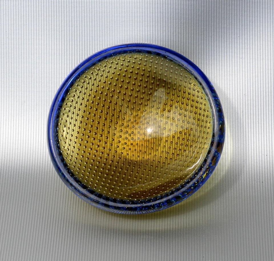 Murano Bullicante Sommerso Glasschale mit Luftblasen, Ø ~8cm, ~160g, Mid Century - Bild 4 von 4