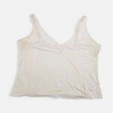 Vintage Maidenform V-Neck Lace Trim ILGWU Nylon Off White Chemise Camisole Tank