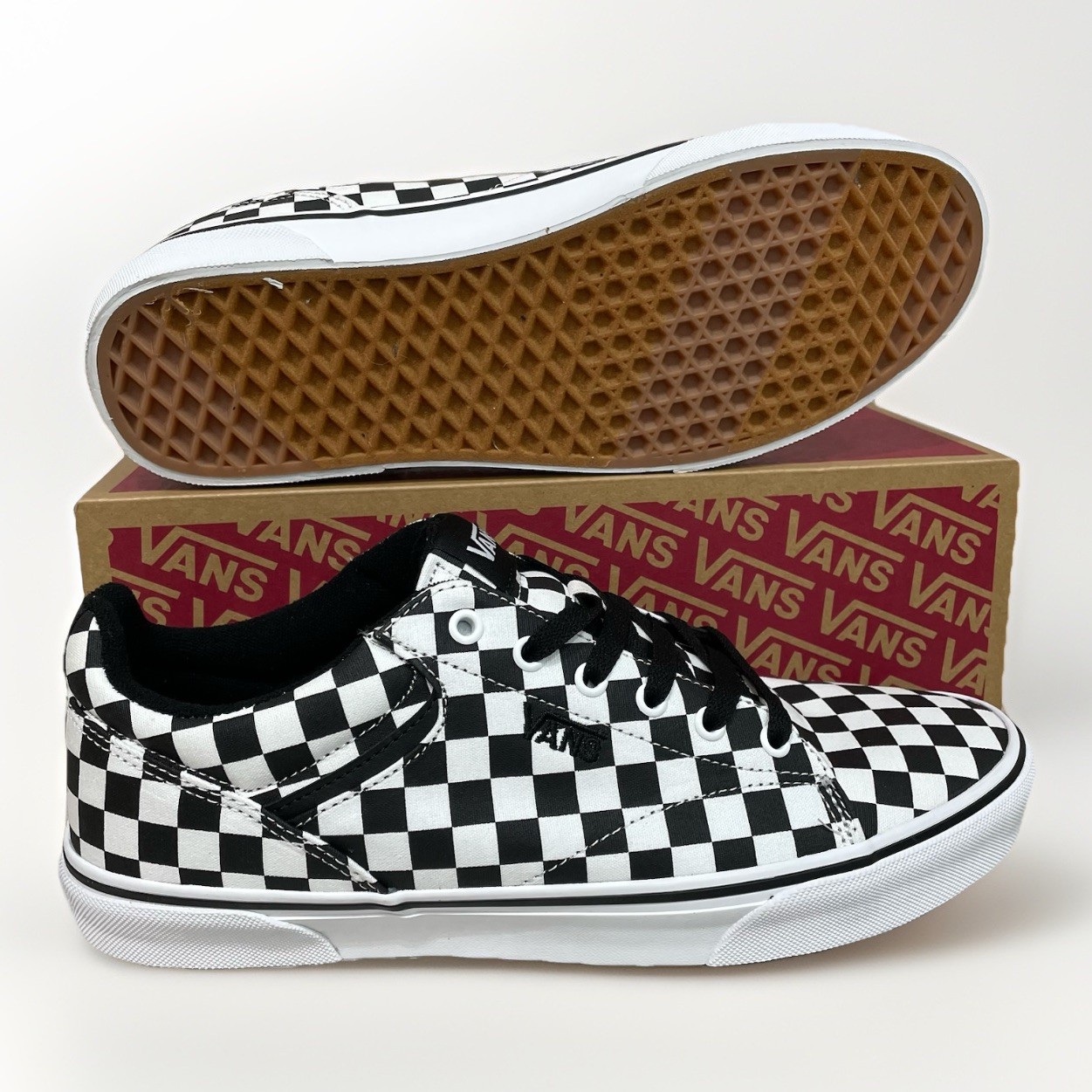 Vans Seldan Checkerboard Black White Canvas Skate Shoes Men Size 13 New In Box