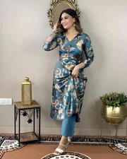 Gosriki Women'S Rayon Blend Straight Printed Kurta With Pant (Dhun Cerosin-Gs...