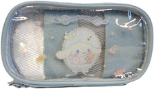 Pencil Case Hello Kitty  Friends Cinnamoroll Clear 3-Zipper Pouch Bag 8x5" NEW