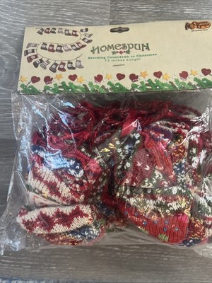 Cracker Barrel COUNTDOWN TO CHRISTMAS ADVENT STOCKING (24) GARLAND- NEW-NIB