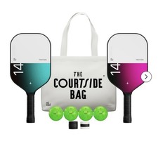 Nicol Labs Triton 14 Fibertech Surface Pickleball 2 Paddle Set NIB, 4 Balls, Bag