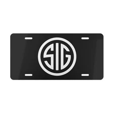 Black Sig Sauer, License Plate Car Tag Metal Aluminum (Vanity Plate)