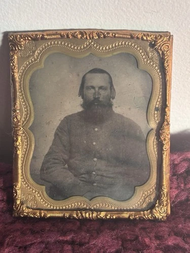 1000-Yard Stare – Bearded Man in 5-Button Military-Style Jacket (Possible CSA)