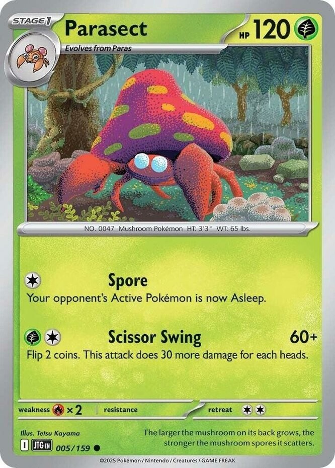 Parasect - 005/159 - Common - Reverse Holo NM Journey Together