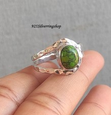 Green Turquoise Ring: Handmade 925 Sterling Silver Promise Ring All Size