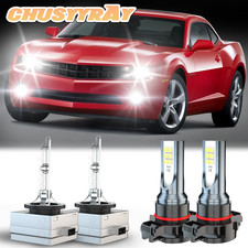 For Chevy Camaro 2010-2013 4pc Xenon Hid Headlight Led Fog Light Bulbs White For Chevy Camaro 2010-2013 4pc Xenon Hid Headlight Led Fog Light Bulbs White