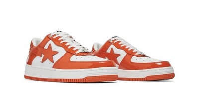 A Bathing Ape Bapesta Men s Low Top Lace-Up Sneakers Orange/White