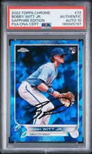 Bobby Witt Jr Signed Rookie Topps Chrome Sapphire Card PSA/DNA Auto 10 Royals. rookie card picture