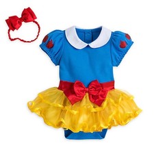 NWT Disney Store Snow White Bodysuit Costume Baby Headband Princess 12-18m