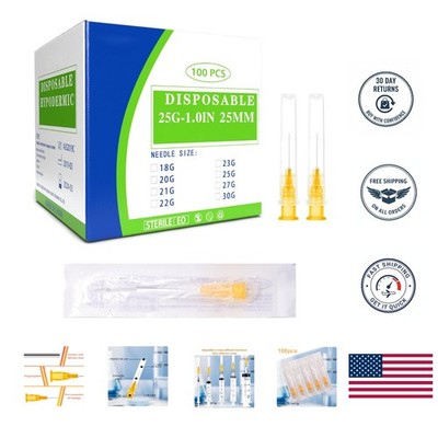 Versatile 100 Count 25 Ga 1-Inch Disposable Needles for Industrial Applications