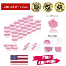 50 Count Mini Makeup Containers with Pink Lids - 5g Travel Jars for Essentials