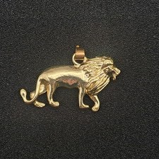 Vintage Lion Charm Pendant Gold-Tone Metal Figural Design