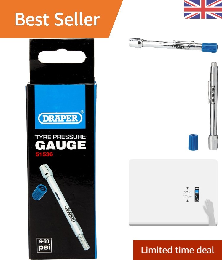 Compact and Accurate Tyre Pressure Gauge - In-Line Feature with Valve Remover