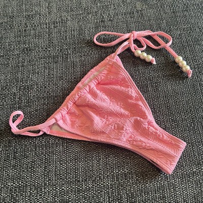 Bikinihose Größe Large Rosa Shein Tanga String Struktur Urlaub Bademode L
