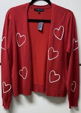 Adrienne Vittadini Red Cardigan With Hearts Size XL