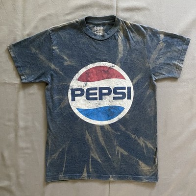 2010s Tee Luv Pepsi T Shirt Mens Small Blue Bleach Dye Cola Soda Pop Promo