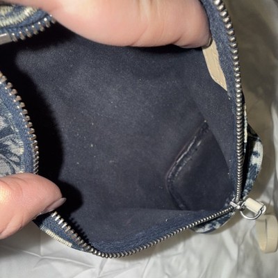 Dior Women's Blue & White Canvas Logo Pattern Zip Pouch with