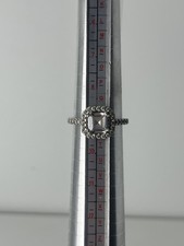 3.5 TCW Asscher Moissanite Halo Band Engagement Ring 925 Sterling Silver R 1/2