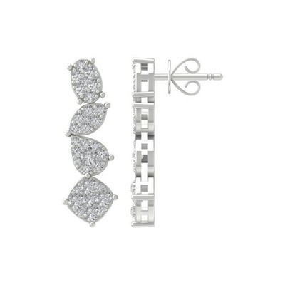 10k Weißgold natürlicher Diamant zusammengesetzter Ohrhänger Geschenk für Frauen