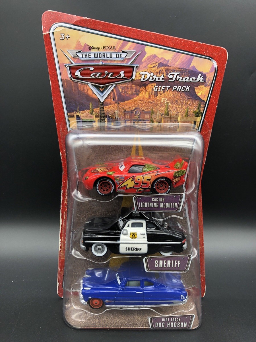 Disney Pixar Cars Dirt Track Gift Pack Red Rim Doc Hudson Cactus
