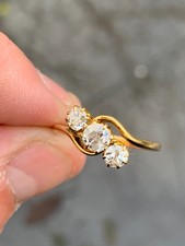 18ct gold diamond 80 point old cut 3 stone ring antique