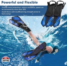 Sugaroom Swim Fins Open Heel, Adjustable Snorkel Fins Diving Fins with Mesh B...