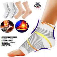 3Pairs Copper Ankle Compression Socks Brace Support Plantar Fasciitist Unisex