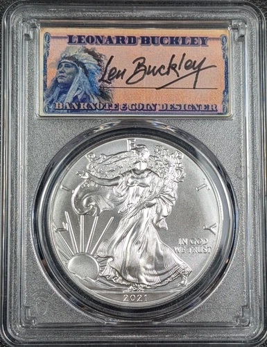 2021 ASE 1OZ Silver Eagle PCGS MS70 First Strike 1 of 1000 Len Buckley Signed!