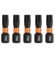 TORX T30 Tamper Proof Security Bits - Railer 1" 1/4 Inch Hex Shank S2 Steel T...