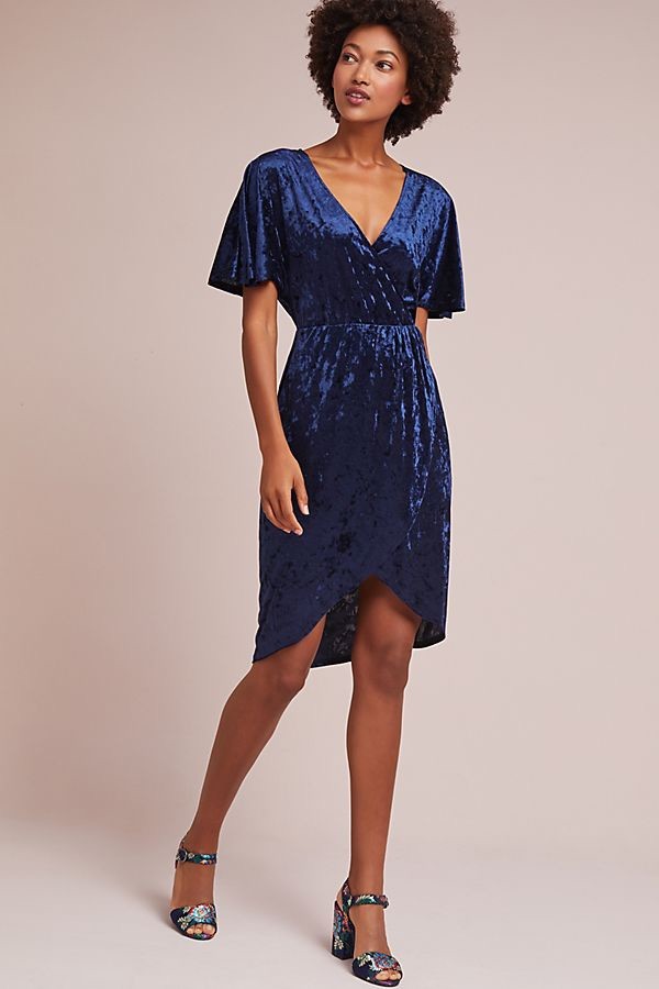 blue velvet v neck dress Moa Velvet V-Neck Midi Dress