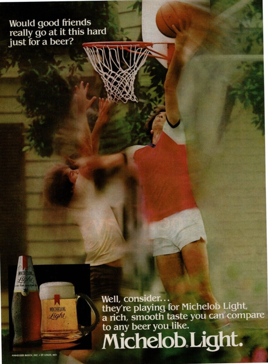 1982 Vintage Print Ad Would Good Friends Basketball Playing For a Michelob Light