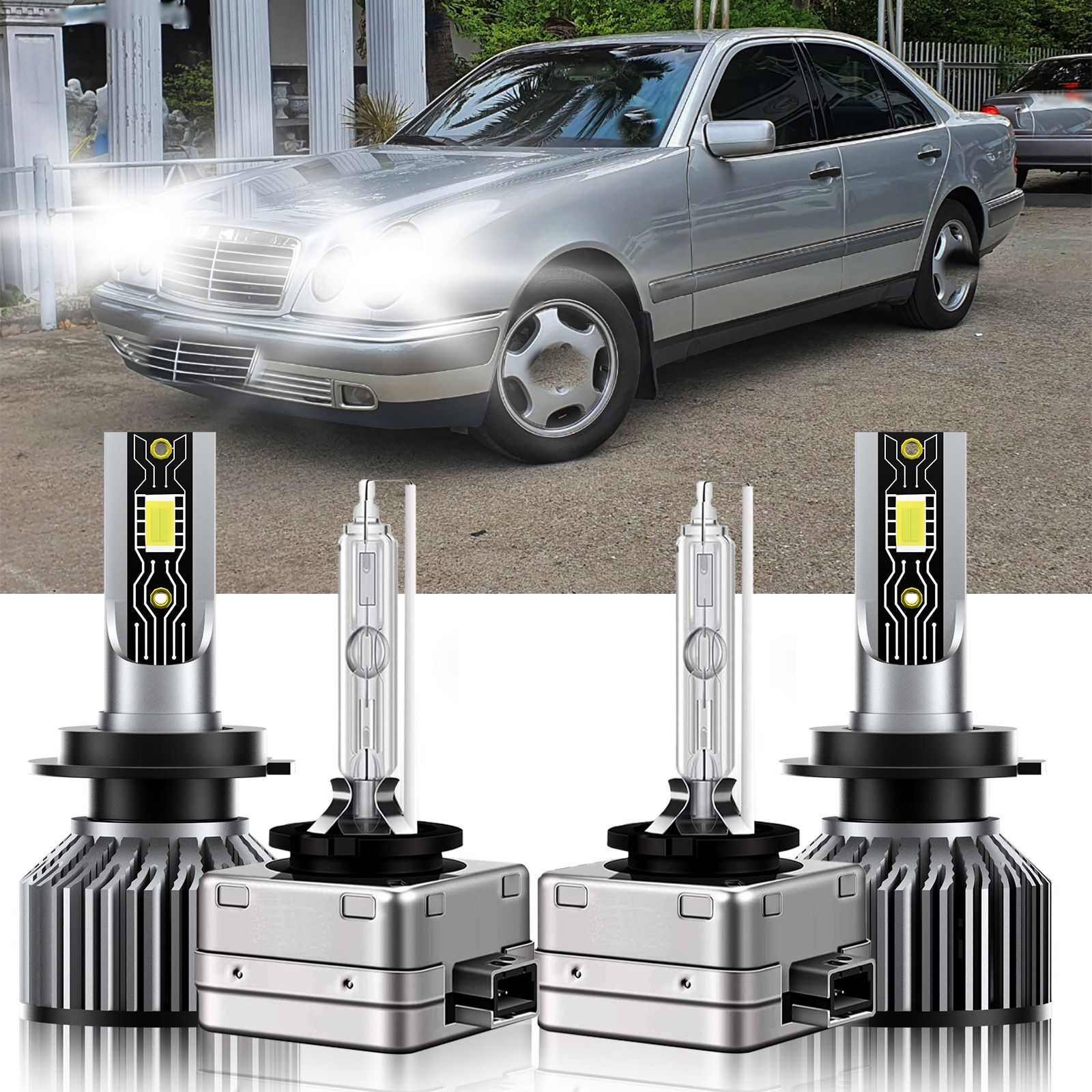 For Mercedes-Benz E280 2007-2007 H7 D1S LED HID Headlight Bulbs Hi Low 6500K