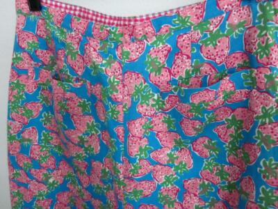 Lilly Pulitzer Pants Sz 8 Pink & Blue Strawberry High Waist