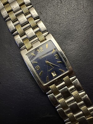 Embassy By Gruen Watch Men Two Tone Square Dial New Battery Gem1604