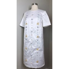 Draper James “Snowfall” Dress S White Embroidered Embellished Short Sleeve Shift