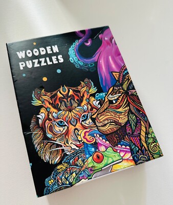 Tiger Illusion 3D Effect Wooden Jigsaw Puzzle, new in box 6 hr.+ challenge level