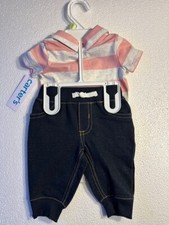 Carter's Baby Boys Striped Polo Bodysuit  Pants, 2 Piece Set - Pink/Navy