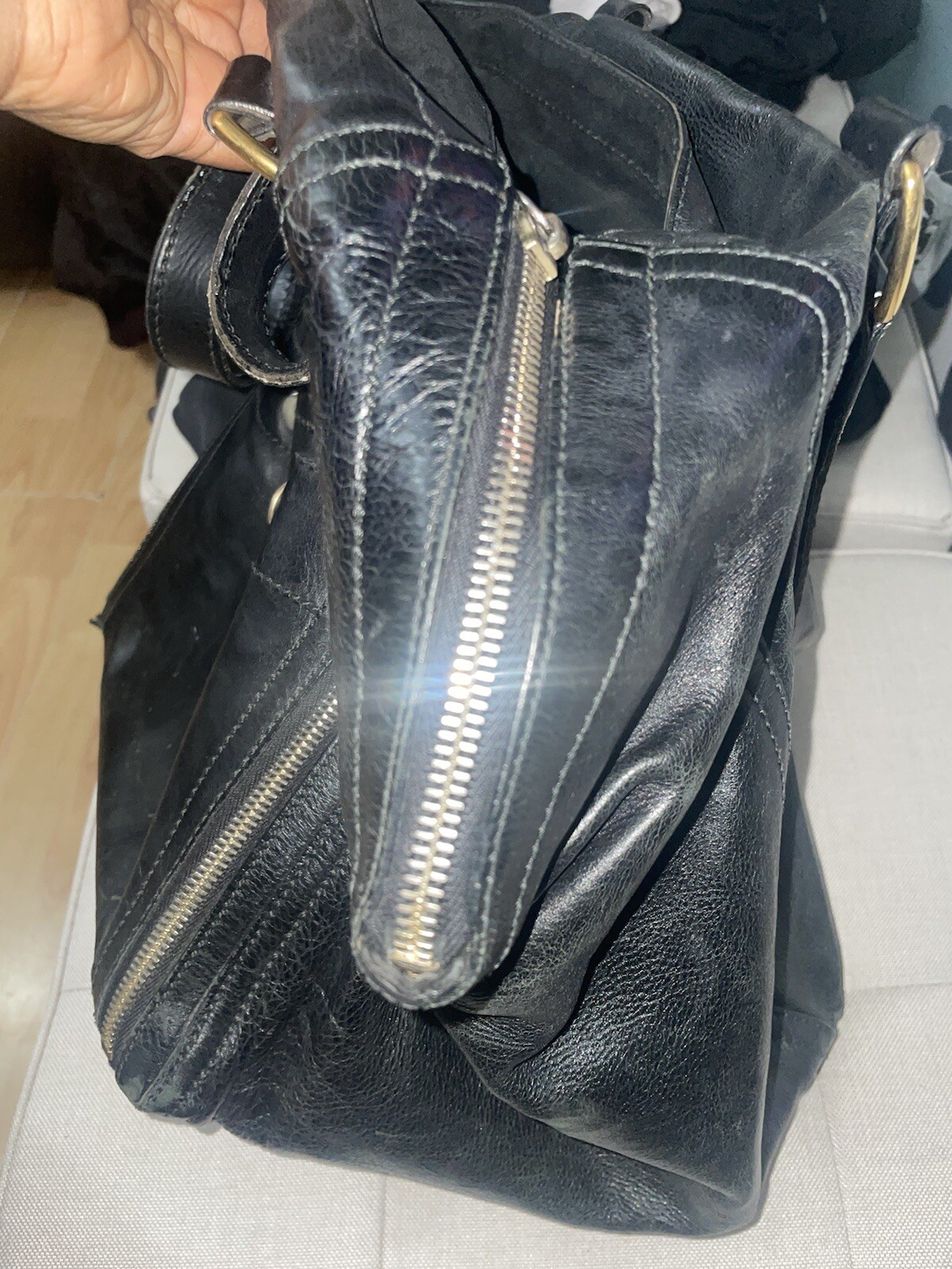 YSL Yves Saint Laurent Rive Borsa Sinistra In Pelle Grande Borsa Tote Autentica